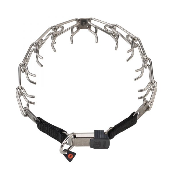 ULTRA-PLUS Training Collar with Center-Plate and ClicLock - Stainless steel (nylon strapping)