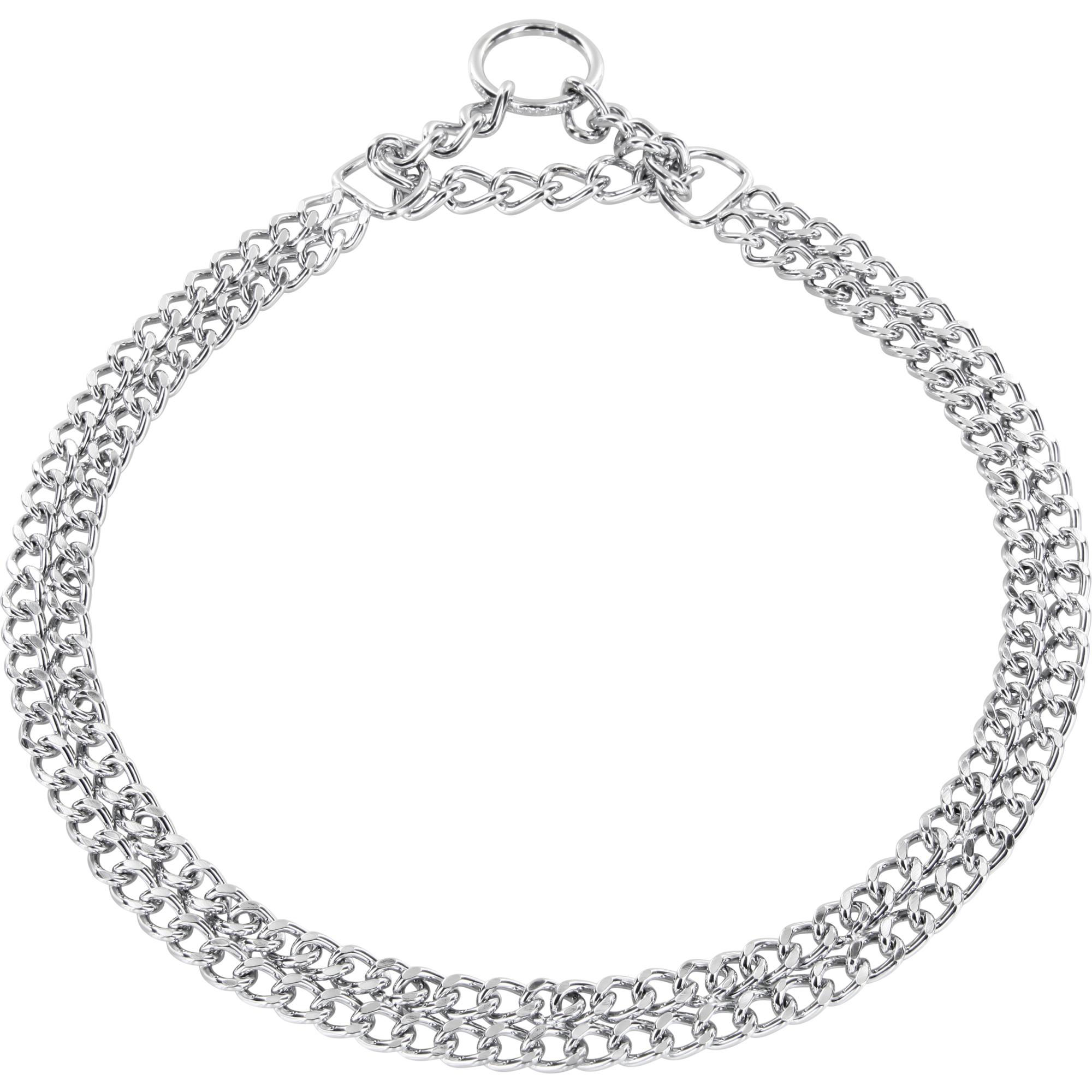 Twin Row Martingale Collar, Chain Type: flat polished links - Steel chrome-plated, 2.0 mm