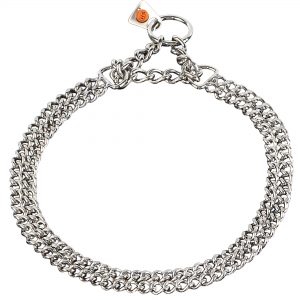 Twin Row Martingale Collar, Chain Type: Flat Polished Links - Stainless steel, 2.0 mm