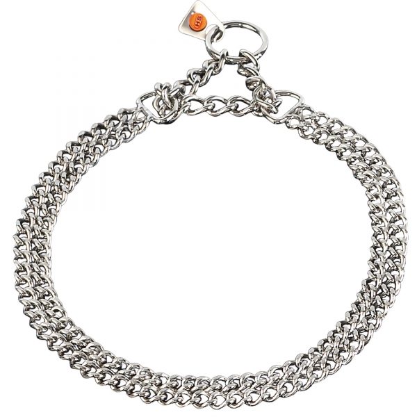 Twin Row Martingale Collar, Chain Type: Flat Polished Links - Stainless steel, 2.0 mm