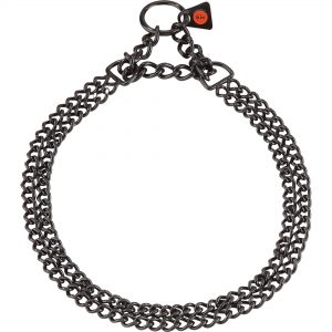 Twin Row Martingale Collar, flat polished links - Stainless steel black, 2.0 mm