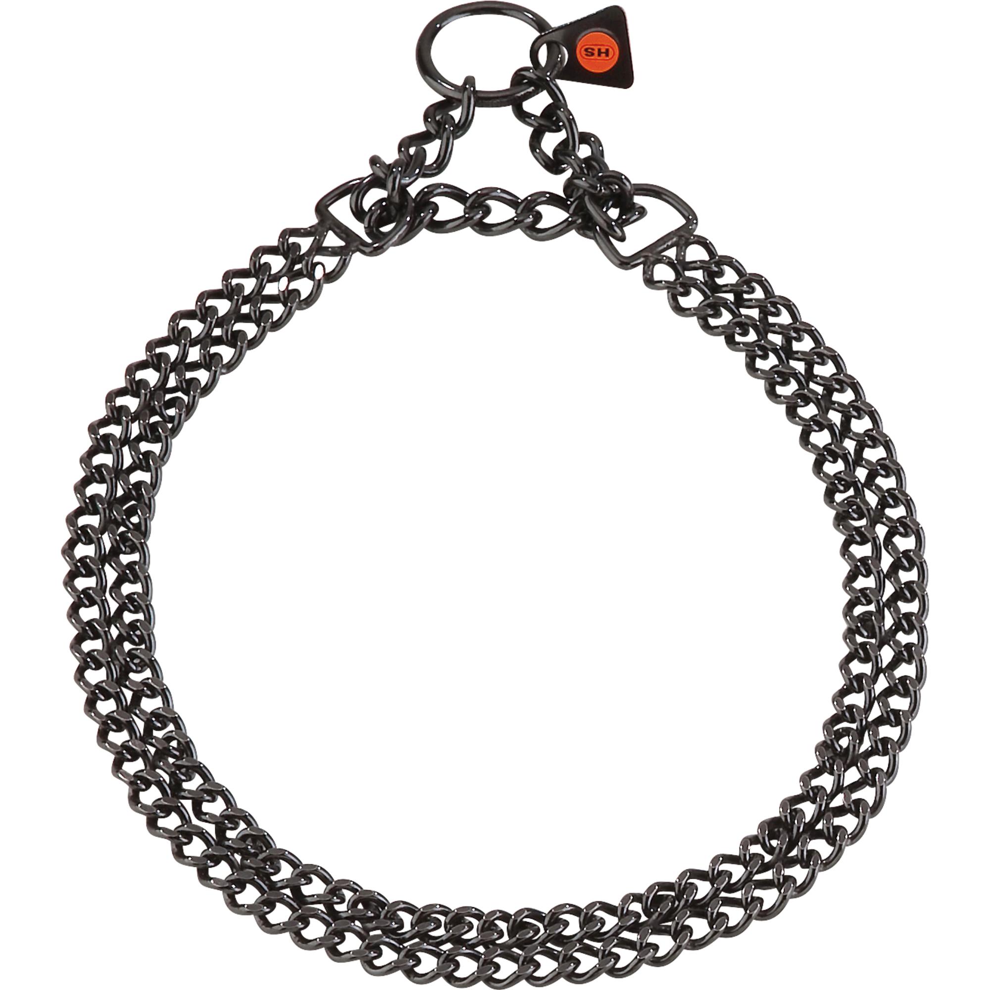 Twin Row Martingale Collar, flat polished links - Stainless steel black, 2.0 mm