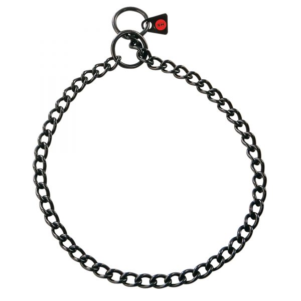 Collar, round links - Stainless steel black, 2.5 mm
