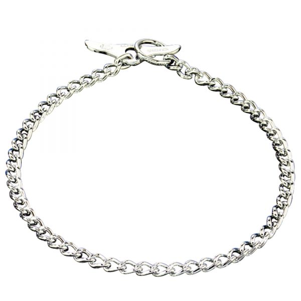 Collar with Toggle-Closure, Chain Type: Round Links - Steel chrome-plated, 2.5 mm