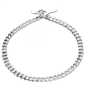 Collar with Toggle-Closure, Chain Type: flat polished, narrow links - Steel chrome-plated, 3.0 mm