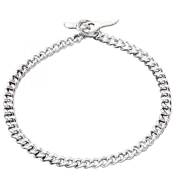 Collar with Toggle-Closure, Chain Type: flat polished, narrow links - Steel chrome-plated, 3.0 mm