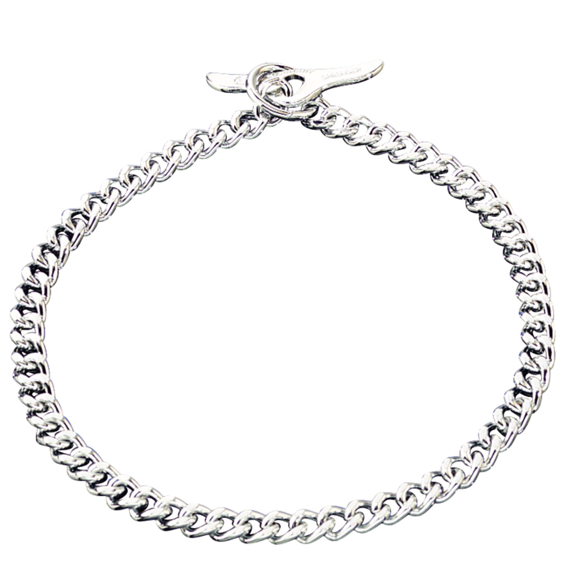 Collar with Toggle-Closure, Chain Type: flat polished, narrow links - Steel chrome-plated, 3.0 mm
