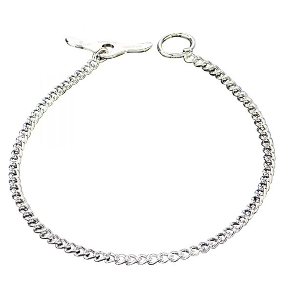 Collar with Toggle-Closure, Chain Type: Round Links - Steel chrome-plated, 2.0 mm