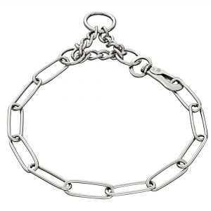 Long Link Chain Collar, adjustable - with SPRENGER hook, Stainless steel, 3.0 mm (assembly chain)