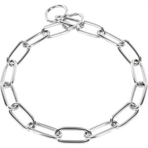 Collar, long links with key ring - Steel chrome-plated, 4.0 mm