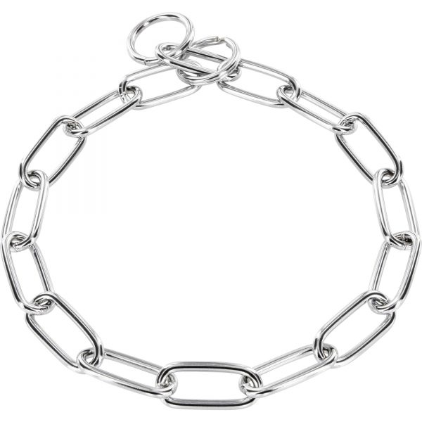 Collar, long links with key ring - Steel chrome-plated, 4.0 mm