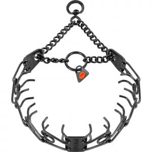 ULTRA-PLUS Training Collar with Center-Plate and Assembly Chain - Stainless steel black (swivel ring)