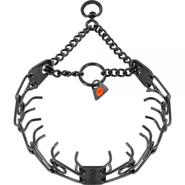 ULTRA-PLUS Training Collar with Center-Plate and Assembly Chain - Stainless steel black (swivel ring)