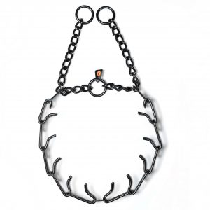 ULTRA-PLUS Easy On Training Collar with Center-Plate and Assembly Chain - Stainless steel black