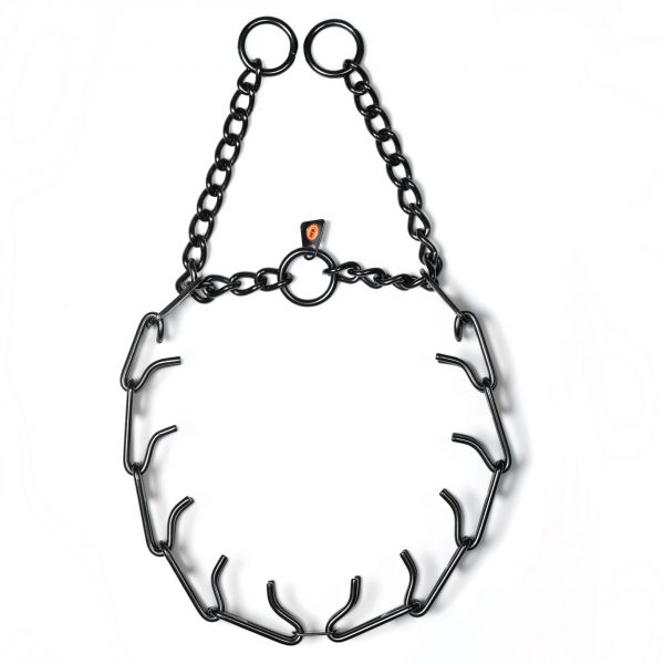 ULTRA-PLUS Easy On Training Collar with Center-Plate and Assembly Chain - Stainless steel black