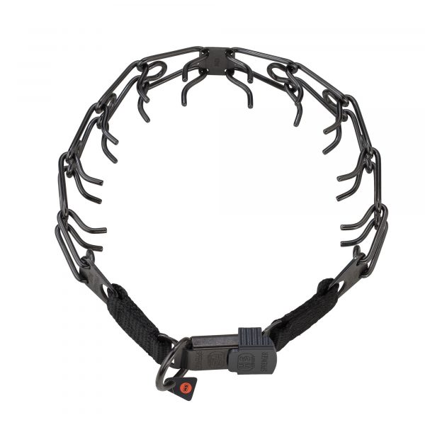 ULTRA-PLUS Training Collar with Center-Plate and ClicLock - Stainless steel black (extra length at ClicLock)