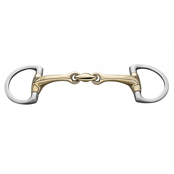 Dynamic RS Eggbutt bradoon  with D-shaped rings 14 mm double jointed - Sensogan, size 125 mm (5")