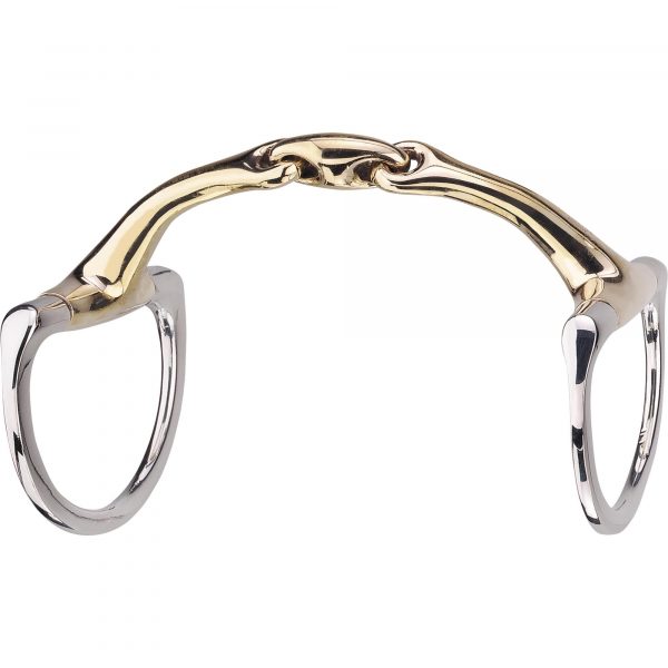 Dynamic RS Eggbutt bradoon  with D-shaped rings 14 mm double jointed - Aurigan, size 110 mm