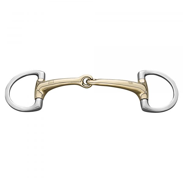 Dynamic RS Eggbutt bradoon with D-shaped rings 14 mm single jointed - Sensogan, size 115 mm (4 1/2")