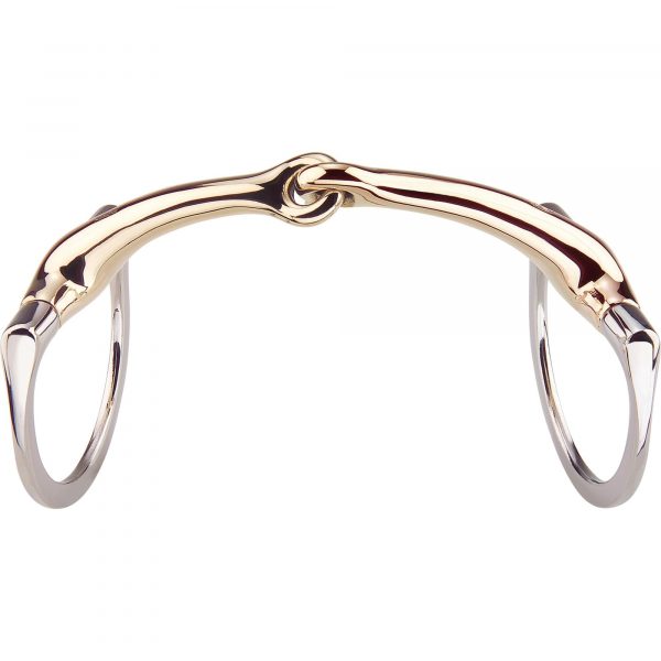 Dynamic RS Eggbutt bradoon with D-shaped rings 14 mm single jointed - Aurigan, size 145 mm
