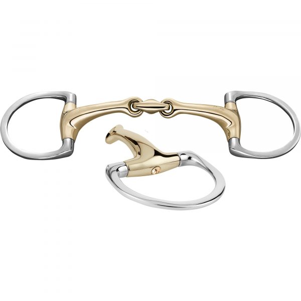 Dynamic RS Shine Bright Eggbutt bit with D-shaped rings 16 mm double jointed - Sensogan "Light Colorado Topaz", size 125 mm (5")