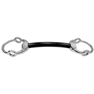 Eggbutt Mullen Mouth Gag bit 16 mm with stainless steel gag rings - hard carbon, size 135 mm (5 1/4")