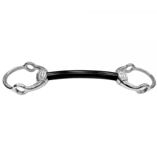 Eggbutt Mullen Mouth Gag bit 16 mm with stainless steel gag rings - hard carbon, size 125 mm (5")
