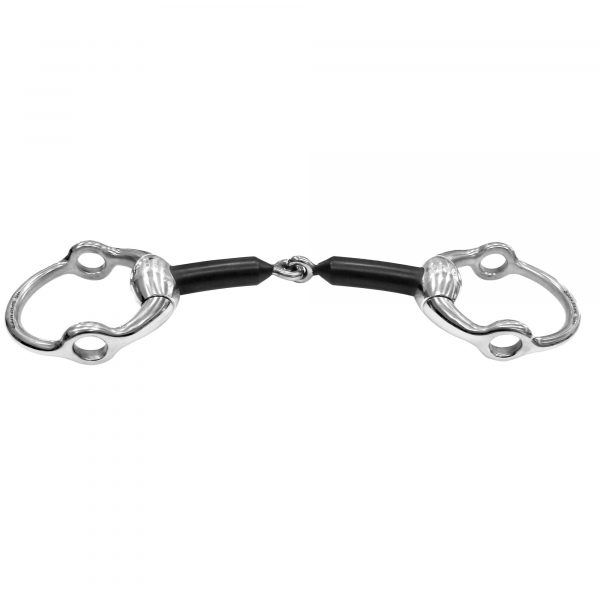 Eggbutt Gag bit 16 mm with stainless steel gag rings - hard carbon, size 125 mm (5")