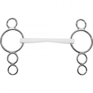 Duo Show Jumping bit "Vienna" 16 mm side parts 2 rings bottom - Plastic white, size 145 mm
