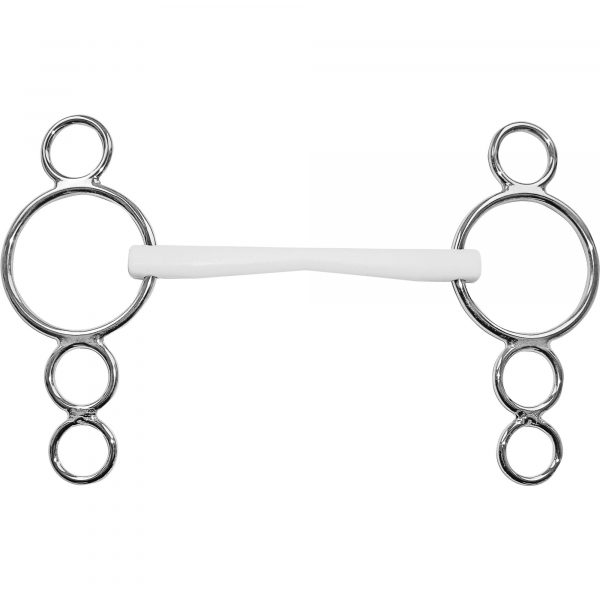 Duo Show Jumping bit "Vienna" 16 mm side parts 2 rings bottom - Plastic white, size 125 mm