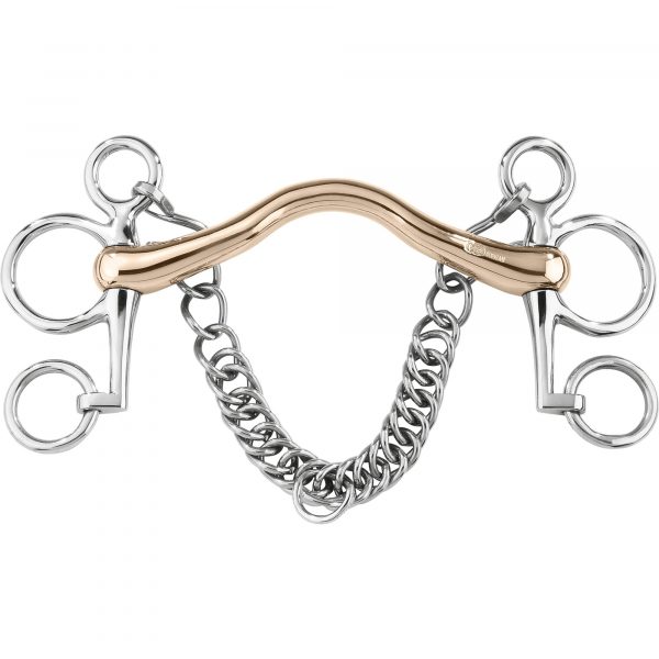 Comfort Mouth Pelham 16 mm rigid mullen mouth bit with port - Aurigan, size 135 mm (5 1/4")