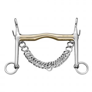 Weymouth with slight port 16 mm with fixed curb chain hooks - Sensogan, size 145 mm (5 3/4")