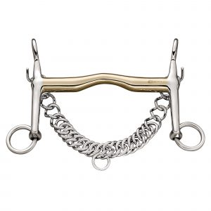 Weymouth with slight port 16 mm with fixed curb chain hooks - Sensogan, size 145 mm (5 3/4")