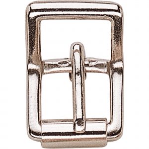 Double buckle with roller, small - brass nickel plated, 12 mm clear width