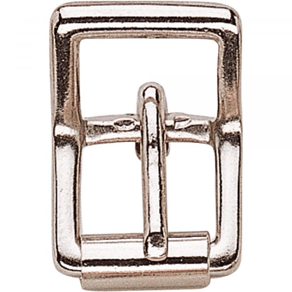 Double buckle with roller, small - brass nickel plated, 12 mm clear width