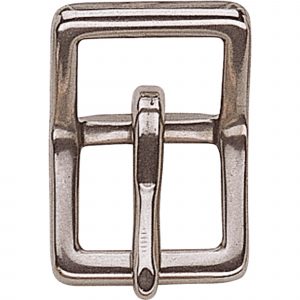 Double buckle without roller, small - Stainless steel, 12 mm clear width