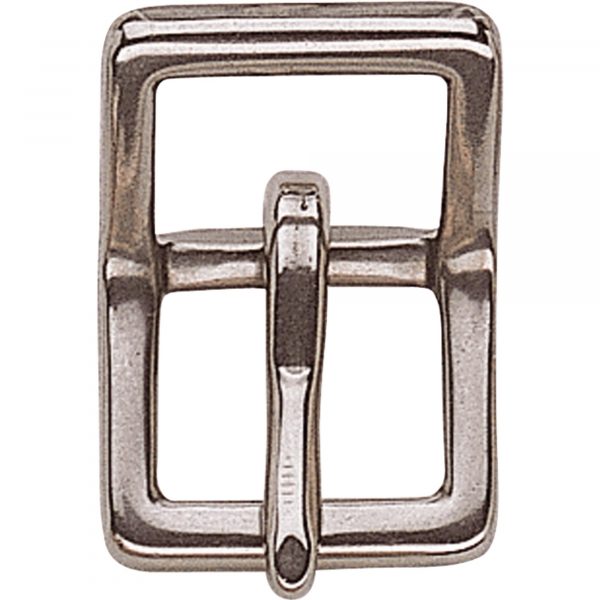 Double buckle without roller, small - Stainless steel, 12 mm clear width