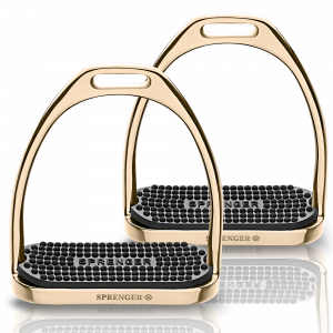 FILLIS Stirrups gold - Stainless steel, size 120 mm with black rubber pad