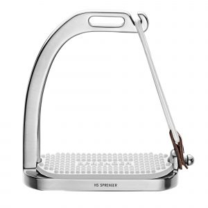 Peacock Stirrups with rubber ring - Stainless steel, size 120 mm with white rubber pad