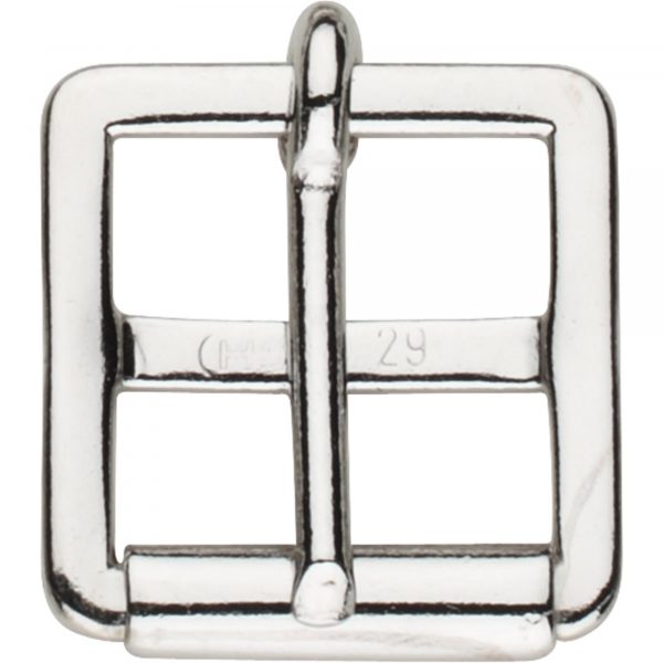 Girth buckle with fixed roller - Steel nickel plated, 29 mm clear width