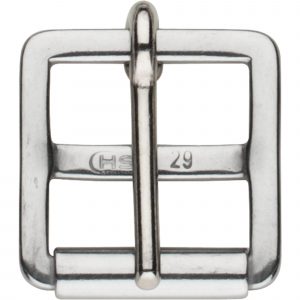 Girth buckle with fixed roller - Stainless steel, 27 mm clear width