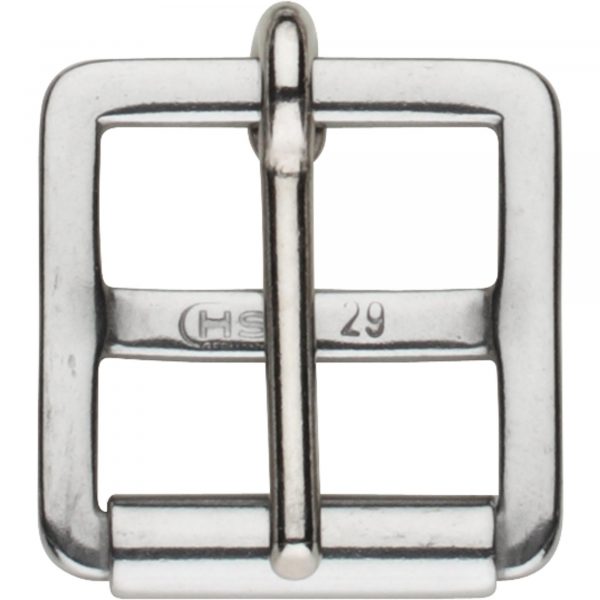 Girth buckle with fixed roller - Stainless steel, 27 mm clear width