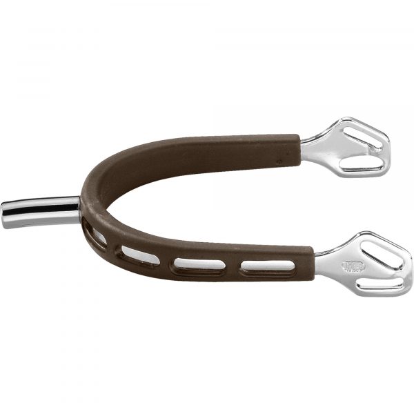 ULTRA fit BROWN GRIP spurs with Balkenhol fastening - Stainless steel, 35 mm flat