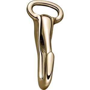 Bridle hook - brass polished, 17 mm clear width, length 63 mm