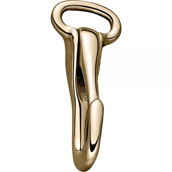 Bridle hook - brass polished, 17 mm clear width, length 63 mm
