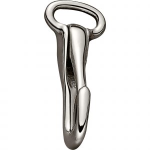 Bridle hook - brass nickel plated, 22 mm clear width, length 67 mm