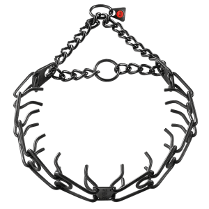 stainless steel black dog prong collar