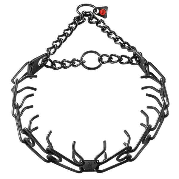 stainless steel black dog prong collar