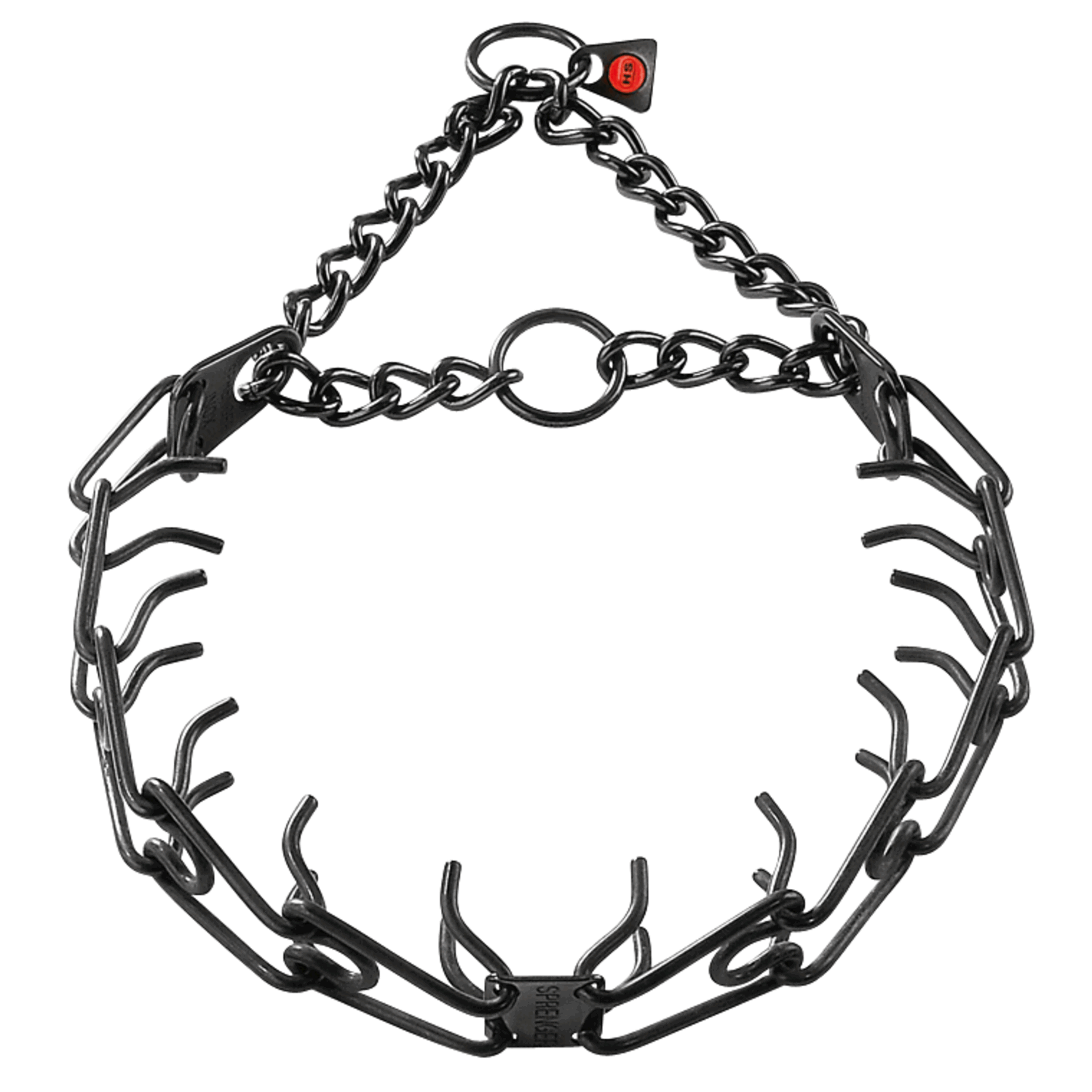 stainless steel black dog prong collar
