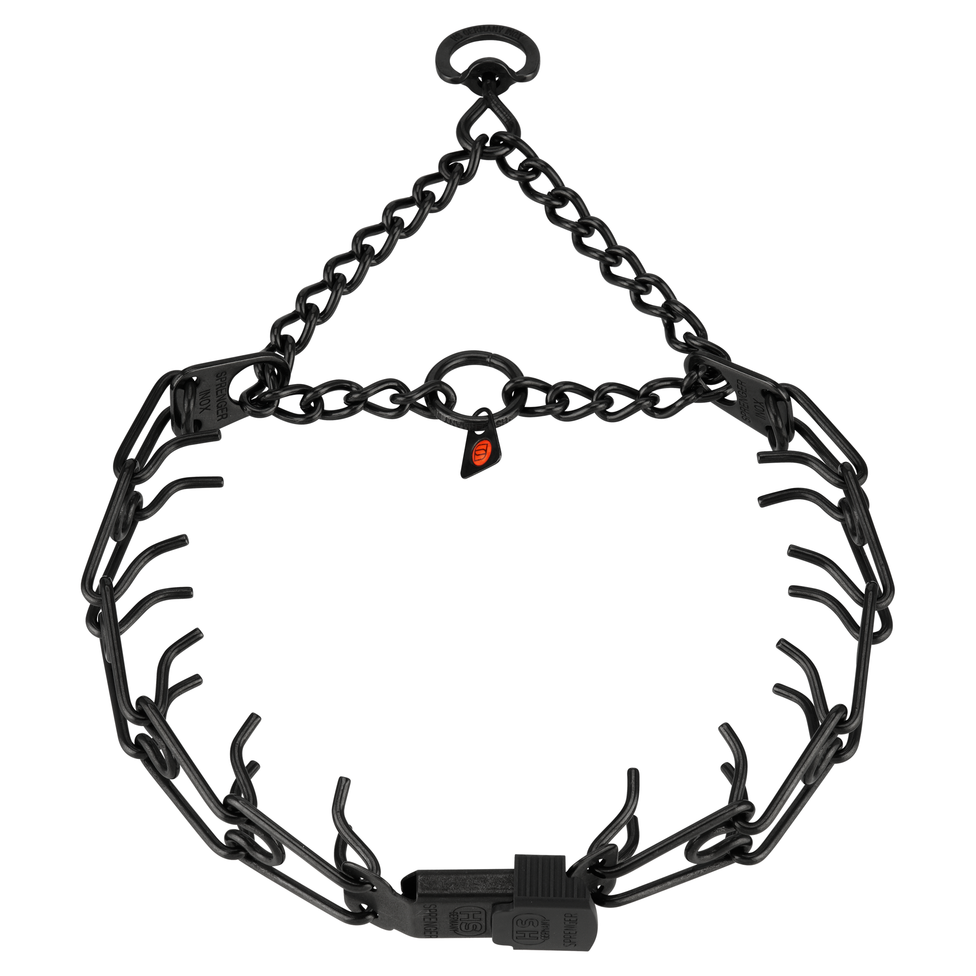prong collar stainless steel black cliclock